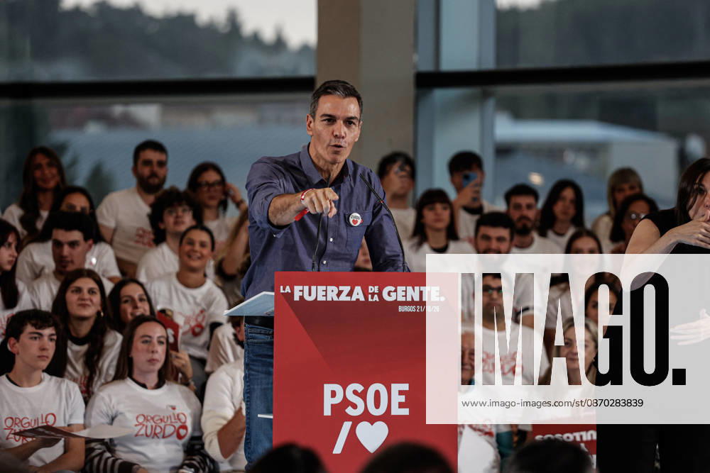 Pedro Sanchez at the pre-campaign rally in Burgos. Burgos Spain - ZUMAc250 20261021_zip_c250_020