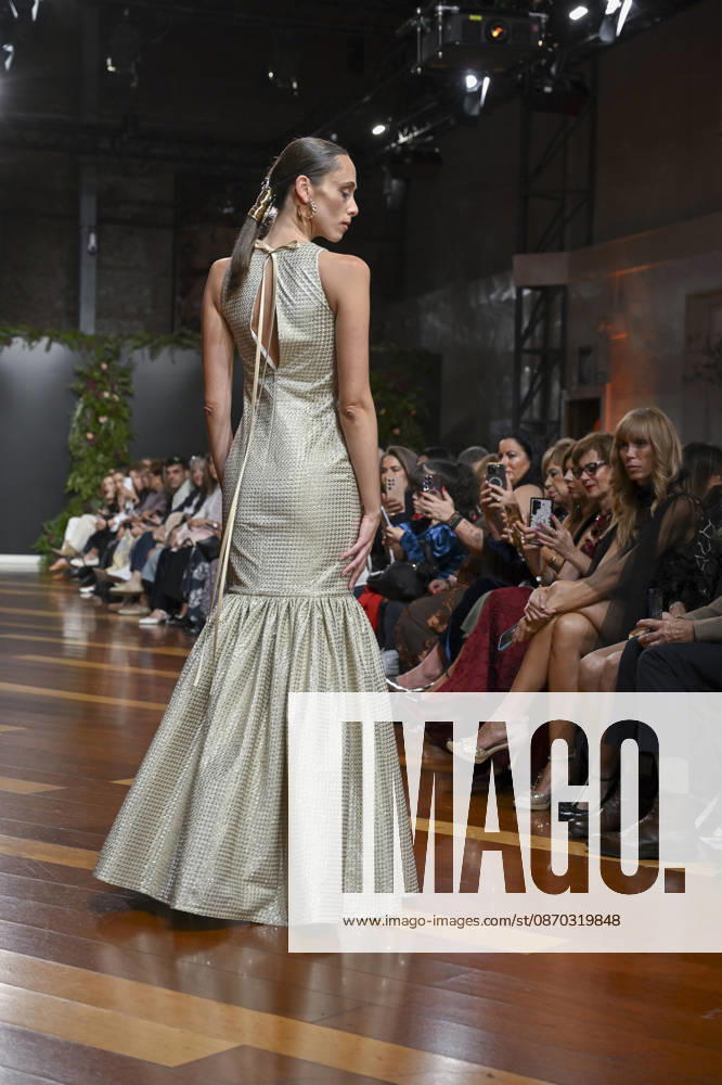 A model parades with design ANMARGO during ATELIER COUTURE 16.ª edicion, Fashion Week in Real Fabrica de Tapices. Madrid Spain - ZUMAs197 20261021_aaa_s197_803