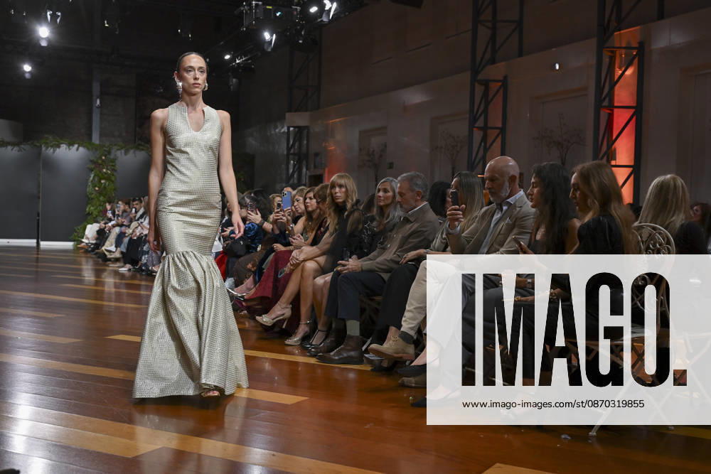 A model parades with design ANMARGO during ATELIER COUTURE 16.ª edicion, Fashion Week in Real Fabrica de Tapices. Madrid Spain - ZUMAs197 20261021_aaa_s197_807