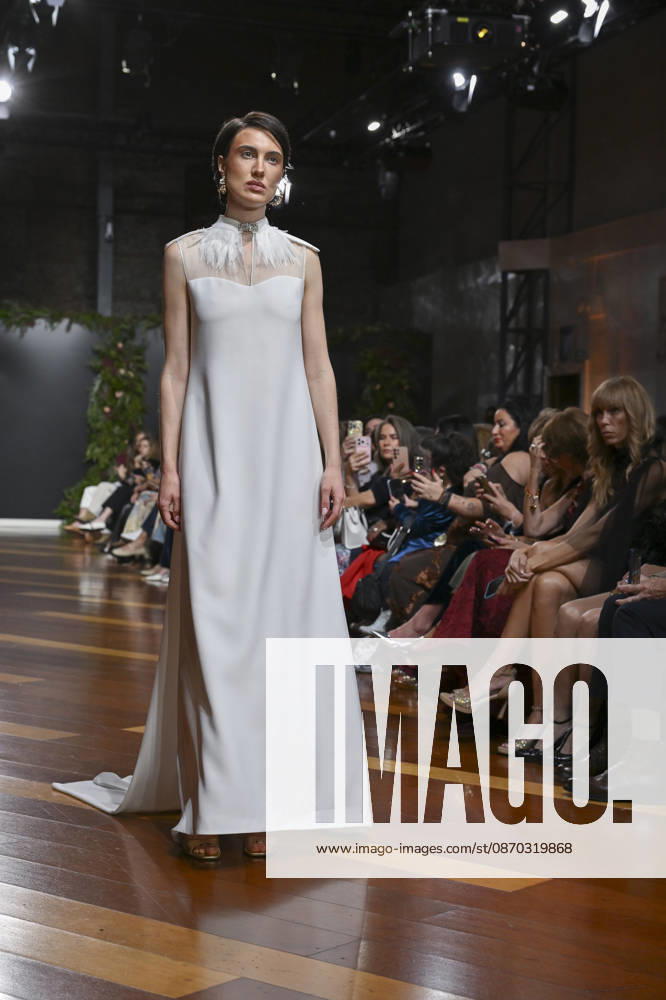 A model parades with design ANMARGO during ATELIER COUTURE 16.ª edicion, Fashion Week in Real Fabrica de Tapices. Madrid Spain - ZUMAs197 20261021_aaa_s197_814