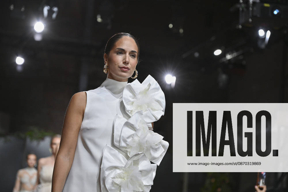 A model parades with design ANMARGO during ATELIER COUTURE 16.ª edicion, Fashion Week in Real Fabrica de Tapices. Madrid Spain - ZUMAs197 20261021_aaa_s197_815