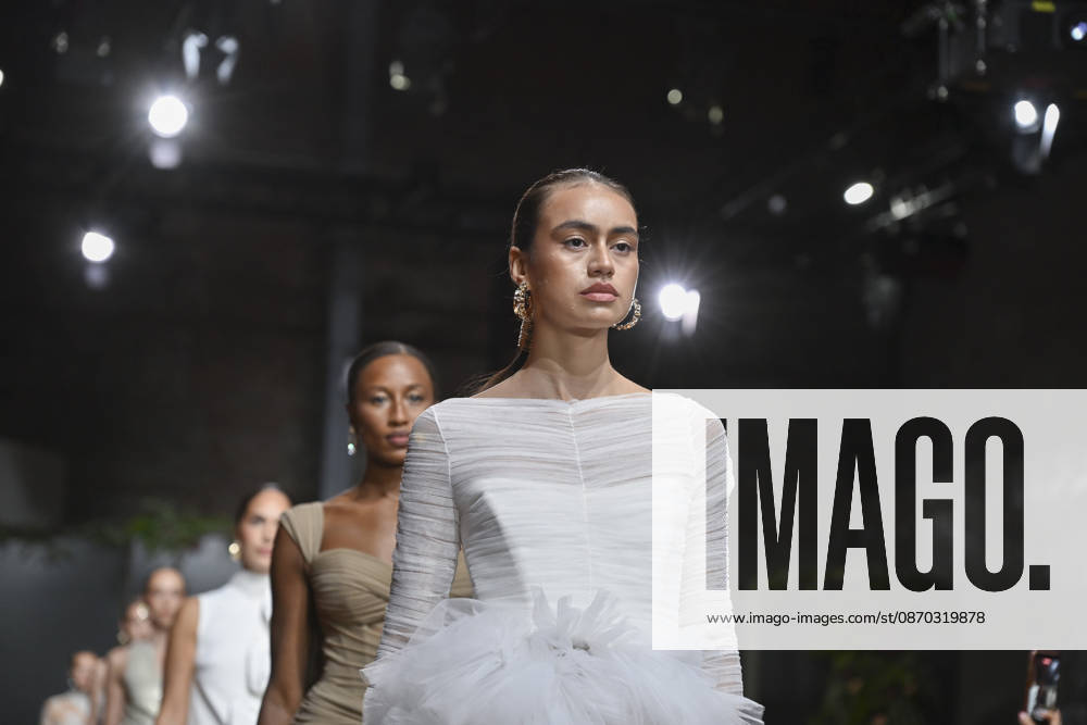 A model parades with design ANMARGO during ATELIER COUTURE 16.ª edicion, Fashion Week in Real Fabrica de Tapices. Madrid Spain - ZUMAs197 20261021_aaa_s197_819