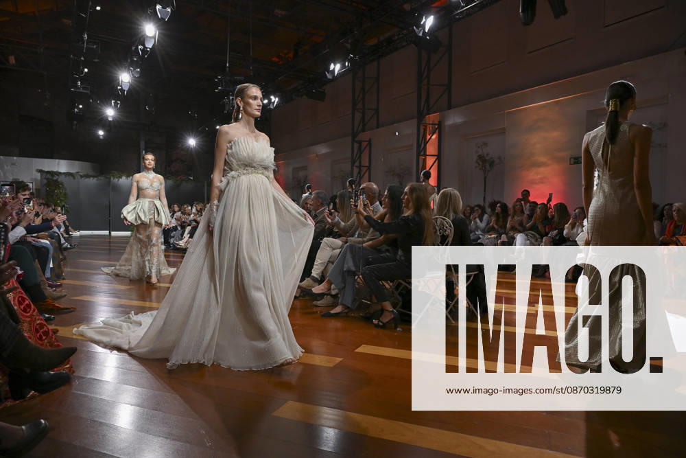 A model parades with design ANMARGO during ATELIER COUTURE 16.ª edicion, Fashion Week in Real Fabrica de Tapices. Madrid Spain - ZUMAs197 20261021_aaa_s197_820