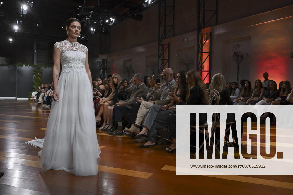 A model parades with design ANMARGO during ATELIER COUTURE 16.ª edicion, Fashion Week in Real Fabrica de Tapices. Madrid Spain - ZUMAs197 20261021_aaa_s197_823