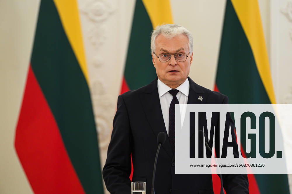 Montenegrin President Jakov Milatovic meets Lithuanian President Gitanas Nauseda in Vilnius VILNIUS, LITHUANIA - OCTOBER 22: Montenegrin President Jakov Milatovic (not seen) and Lithuanian President Gitanas Nauseda hold a joint press conference during Milatovic s official visit to Vilnius, Lithuania, on October 22, 2026. Yauhen Yerchak Anadolu Vilnius Lithuania. Editorial use only. Please get in touch for any other usage.