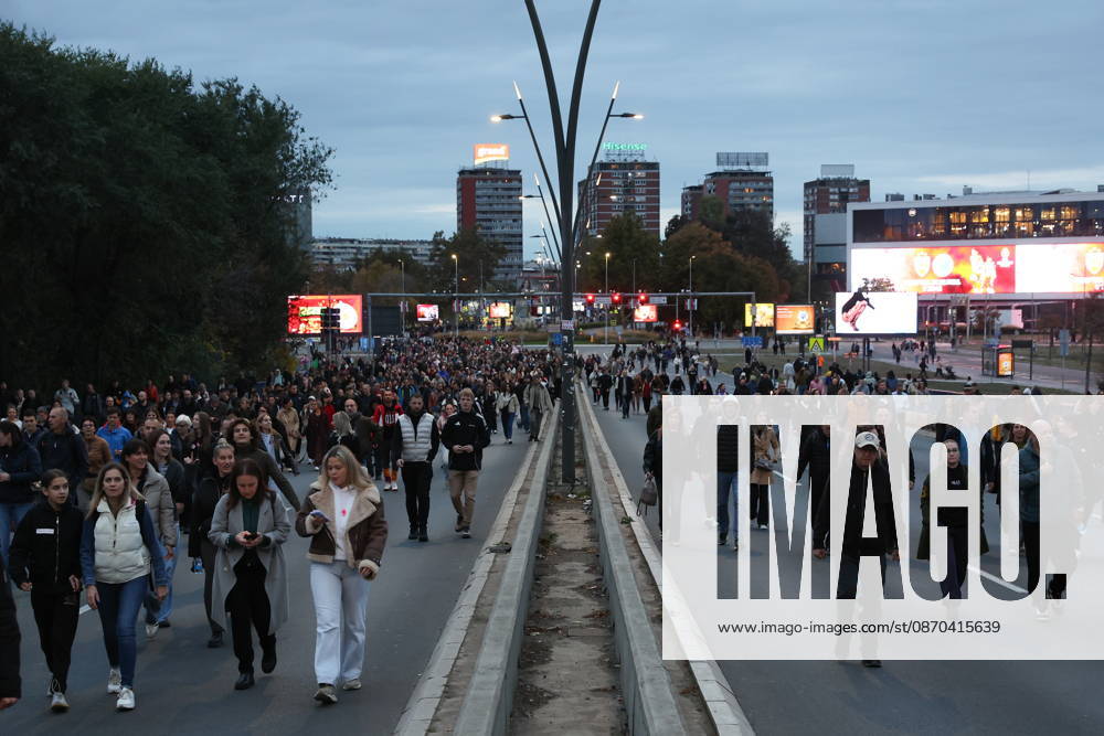 SERBIA, BELGRADE - OCTOBER 22, 2026: Members of the Student List take to the streets of Belgrade ahead of the 2026 Serbian parliamentary election scheduled for October 25 Belgrade Serbia - ZUMAt113 20261022_zaa_t113_731