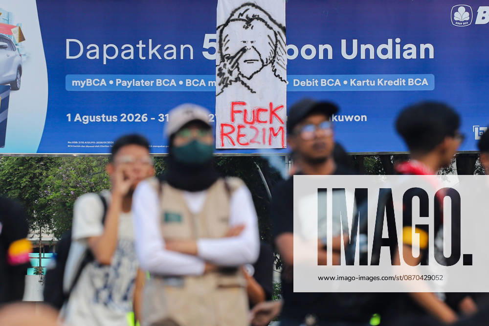 Demonstrators hold up posters during a protest in front of the Gedung Negara Grahadi in Surabaya, East Java, Indonesia, on October 22, 2026. The students demand accountability from the central and regional governments, alleging that both have failed to fulfill their political promises. Their demands include upholding civil supremacy, ending military involvement in the civil sphere, canceling the Free Nutritious Meal (MBG) program and the Red and White Village Cooperatives, and restoring the 20 percent education budget allocation as mandated by the constitution. They also request that forest and land fires (karhutla) be designated a national disaster. The protesters call for Prabowo Subianto - ZUMAp290 20261022_zip_p290_009
