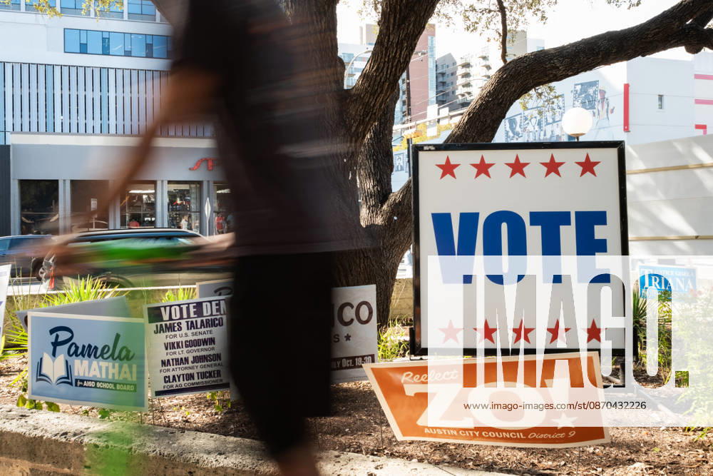 Midterm polling location Illustration - Austin AJ This photo is an illustration of polling location with posters of the differents candidates during the early voting in Texas for the midterm elections in Austin, Texas, United States (USA) on October 22, 2026. Democrat James Talarico is facing Republican and Texas Attorney General Ken Paxton in a race for one of Texas s US Senate seats. No Democrat has won statewide office in the conservative southern state since 1994, and Donald Trump carried Texas by nearly 14 percentage points in the 2024 presidential election. Photo by Alexis Jumeau ABACAPRESS.COM Austin Texas