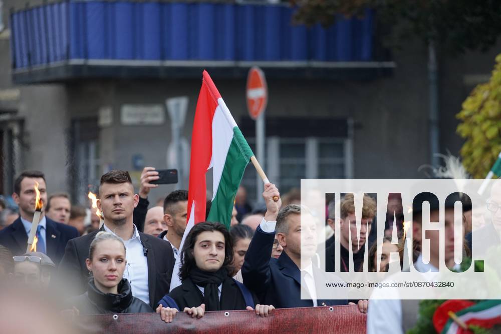 March of the Hungarian Prime Minister s party (Tisza Party) on the eve of the October 23 national holiday, commemorating the 70th anniversary of the 1956 Hungarian Revolution. October 23, 2026, marks the historic 70th anniversary of the 1956 Hungarian Revolution, a nationwide uprising against Soviet occupation and oppressive communist rule. This landmark anniversary is being observed through massive, solemn, and highly modernized nationwide commemorations across Hungary. Budapest Hungary - ZUMAp159 20261022_int_p159_500
