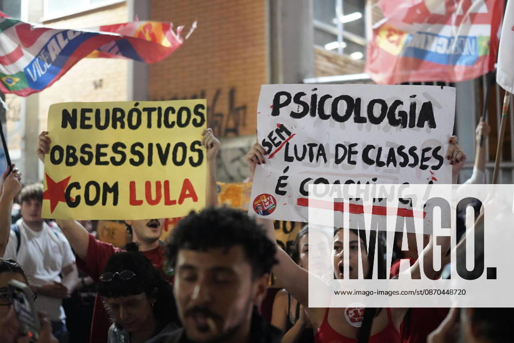 PUC-SP for Democracy held ahead of presidential runoff in Sao Paulo SAO PAULO, BRAZIL - OCTOBER 22: Students, professors, and labor union members gather in SAo Paulo, Brazil, on Thursday, October 22, 2026, to stage the PUC-SP for Democracy mobilization ahead of the high-stakes presidential runoff election. Participants marched through the city to voice support for democratic institutions, the constitution, and the rule of law, with backing from major student organizations such as the National Union of Students (UNE) amid the final stretch of the electoral campaign. Nicolas Hernandez Anadolu Sao Paulo Brazil. Editorial use only. Please get in touch for any other usage.