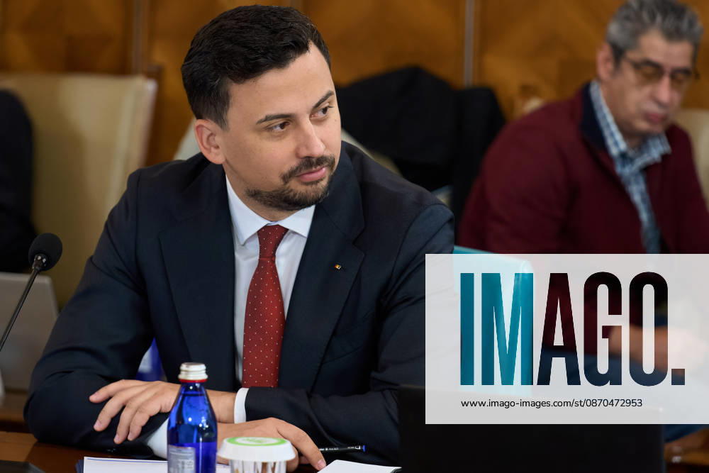 Romanian Government, Cabinet Meeting Bucharest, Romania. 23rd Oct, 2026: Mihai Ghigiu, Minister of Investments and European Projects, attends the government meeting at Victoria Palace, the Romanian Government headquarters. Bucharest Romania