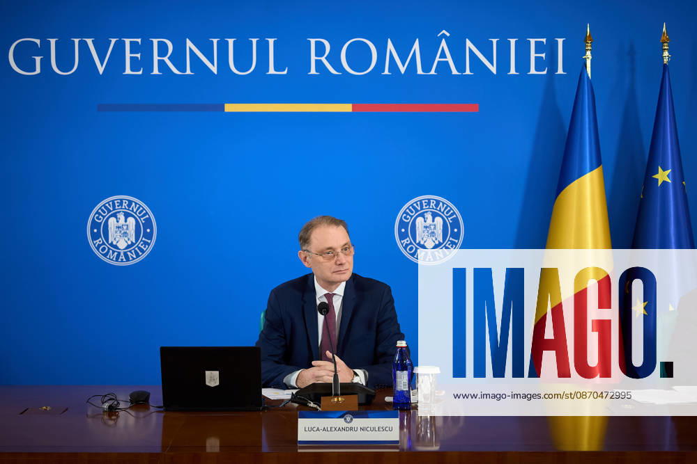 Romanian Government, Cabinet Meeting Bucharest, Romania. 23rd Oct, 2026: Luca Niculescu, Prime Minister of Romania, leads the government meeting at Victoria Palace, the Romanian Government headquarters. Bucharest Romania