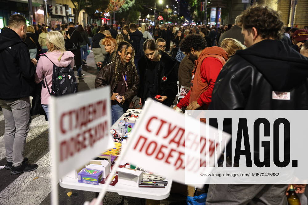 SERBIA, BELGRADE - OCTOBER 22, 2026: Activists attend a rally held by the Student List movement ahead of the 2026 Serbian parliamentary election scheduled for October 25. Alexander Ryumin TASS 99800625