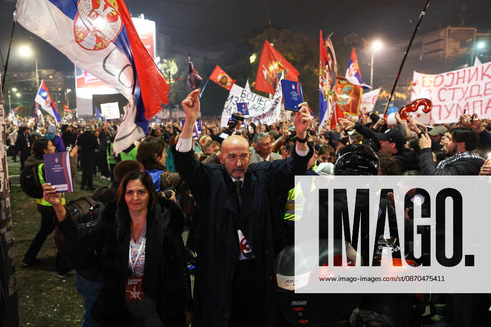SERBIA, BELGRADE - OCTOBER 22, 2026: Activists attend a rally held by the Student List movement ahead of the 2026 Serbian parliamentary election scheduled for October 25. Alexander Ryumin TASS 99800650