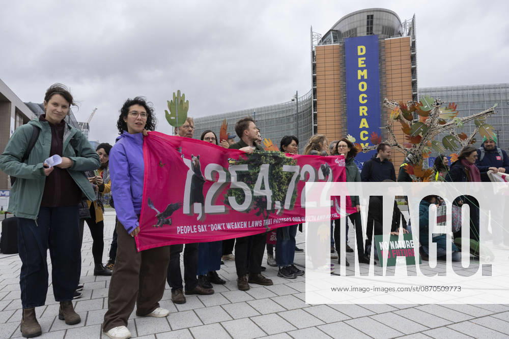 Hands off Nature Brussels, 23 10 2026 : Manifestation , Hands off Nature in the presence of Commissioner Jessika Roswall. Credit : Content Curation . Brussels Belgium