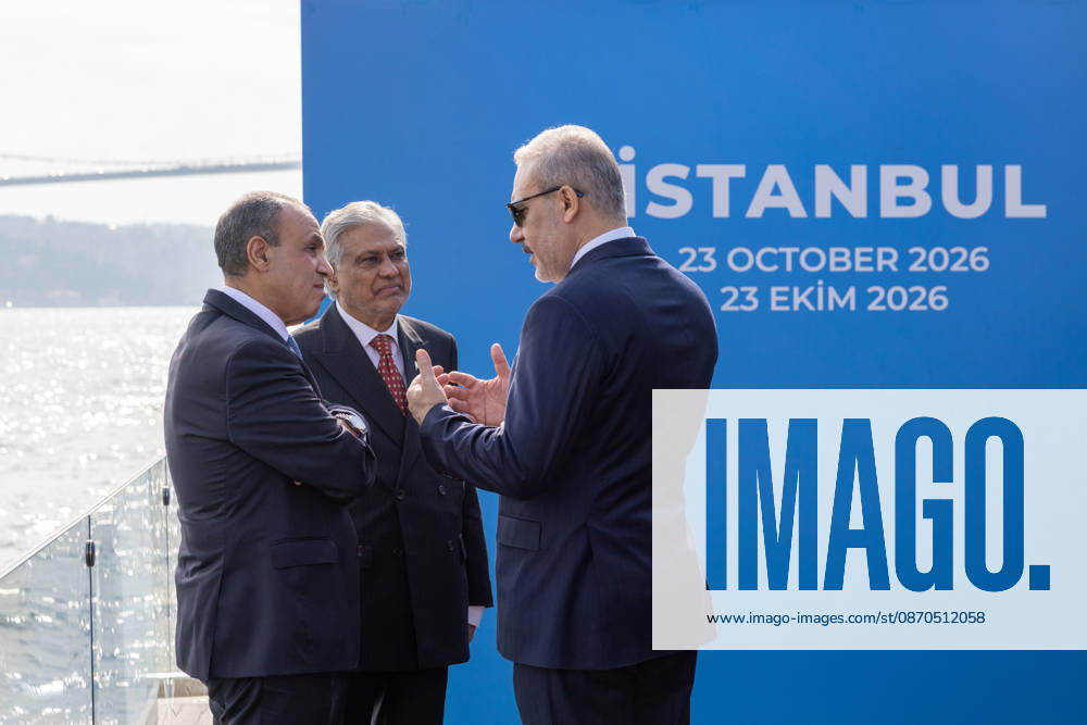 R4 Foreign Ministers Meeting in Istanbul ISTANBUL, TURKIYE - OCTOBER 23: Turkish Foreign Minister Hakan Fidan (R) meets with Pakistani Foreign Minister Muhammad Ishaq Dar (C), Egyptian Foreign Minister Badr Abdelatty (L), and Saudi Arabian Foreign Minister Faisal bin Farhan Al Saud (not seen) on the sidelines of R4 Foreign Ministers Meeting, bringing together Turkiye, Egypt, Pakistan and Saudi Arabia, hosted by Fidan in Istanbul, Turkiye, on October 23, 2026. Mustafa Hatipoglu Anadolu Istanbul Turkey. Editorial use only. Please get in touch for any other usage.