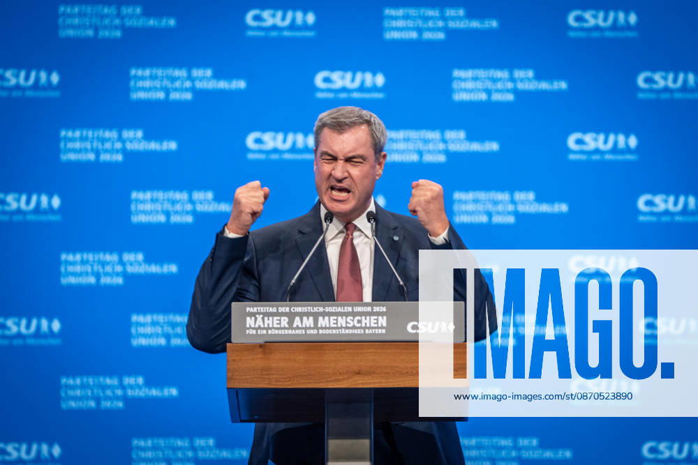 Markus Söder, CSU-Parteivorsitzender und Ministerpräsident von Bayern, auf dem Parteitag;Parteitag der CSU in München, München Bayern Deutschland Messegelände München