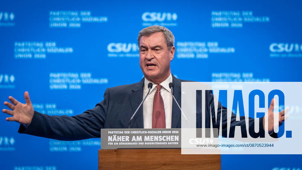 Markus Söder, CSU-Parteivorsitzender und Ministerpräsident von Bayern, auf dem Parteitag;Parteitag der CSU in München, München Bayern Deutschland Messegelände München