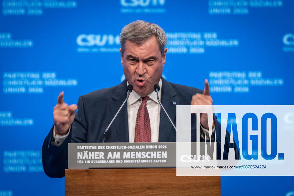 Markus Söder, CSU-Parteivorsitzender und Ministerpräsident von Bayern, auf dem Parteitag;Parteitag der CSU in München, München Bayern Deutschland Messegelände München