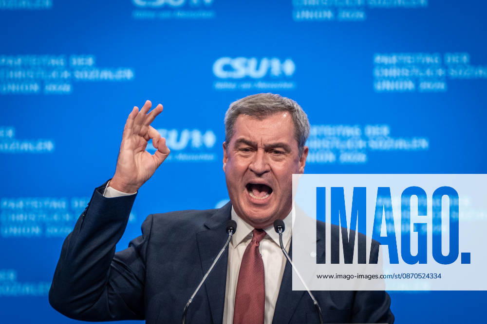 Markus Söder, CSU-Parteivorsitzender und Ministerpräsident von Bayern, auf dem Parteitag;Parteitag der CSU in München, München Bayern Deutschland Messegelände München