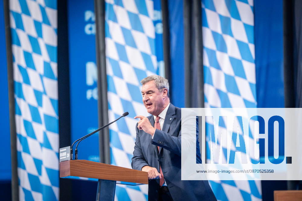 Markus Söder, CSU-Parteivorsitzender und Ministerpräsident von Bayern, auf dem Parteitag;Parteitag der CSU in München, München Bayern Deutschland Messegelände München