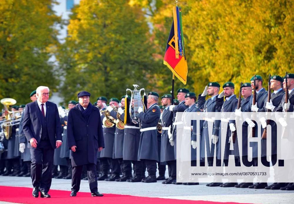 President of Pakistan Asif Ali Zardari and German President Frank-Walter Steinmeier Attend Welcome Ceremony in Berlin Berlin, Germany - 23-Oct-2026: President Asif Ali Zardari of Pakistan joined German President Frank-Walter Steinmeier for a formal state ceremony in Berlin on Friday, October 23, 2026. The event featured a Guard of Honour, underscoring the diplomatic ties and mutual respect between Pakistan and Germany. The ceremony took place outdoors, with a military band and soldiers in ceremonial dress marking the occasion. This visit signifies the importance of reinforcing international relationships and cooperation between the two nations. Berlin Pakistan