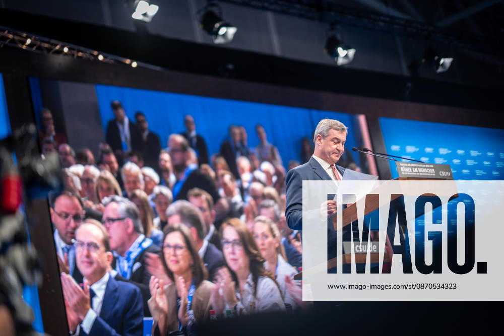 Markus Söder, CSU-Parteivorsitzender und Ministerpräsident von Bayern, auf dem Parteitag;Parteitag der CSU in München, München Bayern Deutschland Messegelände München