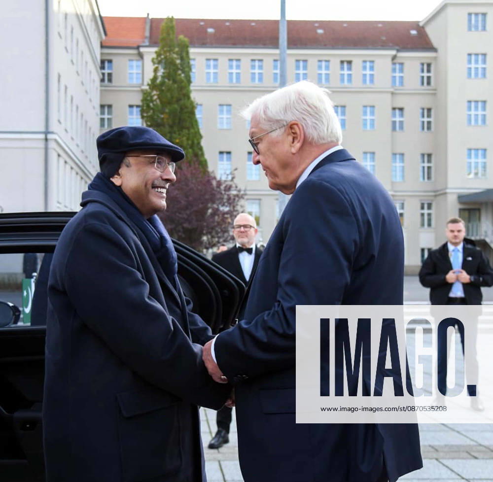 President of Pakistan, Asif Ali Zardari being received by Frank-Walter Steinmeier, German President upon arrival before the Guard of Honour during the official welcome ceremony, in Berlin on Friday, October 23, 2026. (PPI Images).