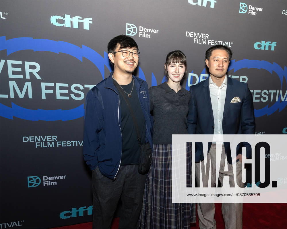 Director BRUCE TETSUYA, Producer JADE TSUMURA, & Producer DREW MATSUSHIMA of the film End of Things all pose for a group photo during the 49th. Denver Film Festival Red Carpet event at the Ellie Caulkins Opera House Thursday night. Credit Image: ZUMA Press Wire) Denver USA - ZUMAav4_ 20261023_zaf_av4_012
