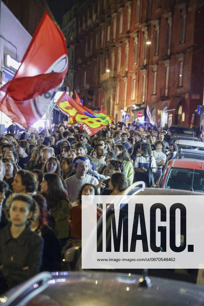 Protesters Clash with Police in Naples Students, trade union members and activists from Potere al Popolo take part in a demonstration against the rising cost of living in Piazza Municipio. Clashes between demonstrators and police break out during the protest. ABP18223