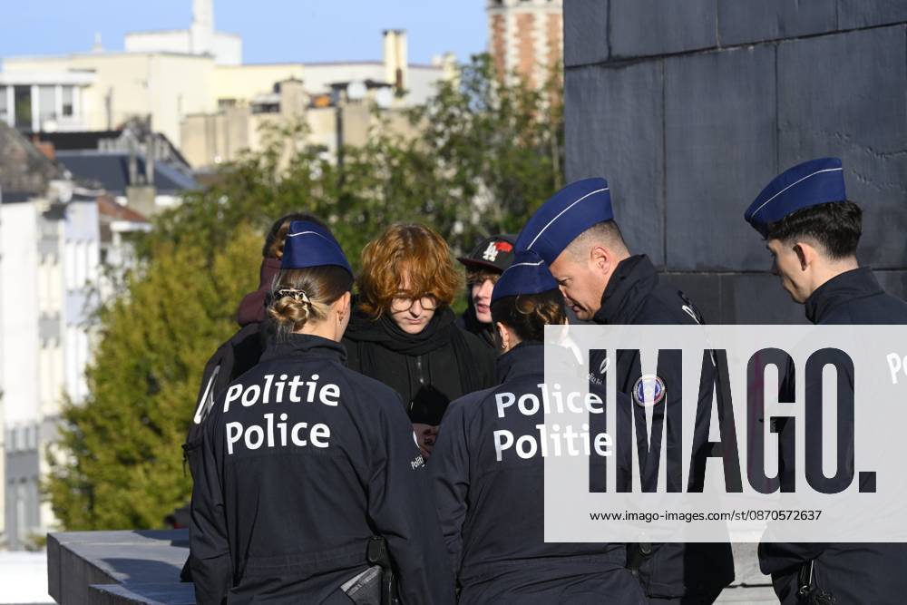 Extreme Left And Citizen Activists Protest 24 10 2026 BRUSSELS, BELGIUM - OCTOBER 24 : Police and demonstrators pictured during illegal demonstration the centre of Brussels against budget measures on October 24, 2026 in Brussels, Belgium, 24 10 2026 Brussels Belgium