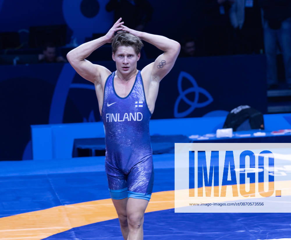Astana, 2021 World Wrestling Championshi, Kazakhstan: Finland s Jonni Kunnari Sarkkinen reacts with disappointment after losing to Uzbekistan s Doniyorkhon Nakibov in the men s Greco-Roman 77kg competition at the Senior World Wrestling Championships in Astana, Kazakhstan, on October 24, 2026. Nakibov won 7-2. . Astana Kazakhstan - ZUMAt172 20261024_zip_t172_008