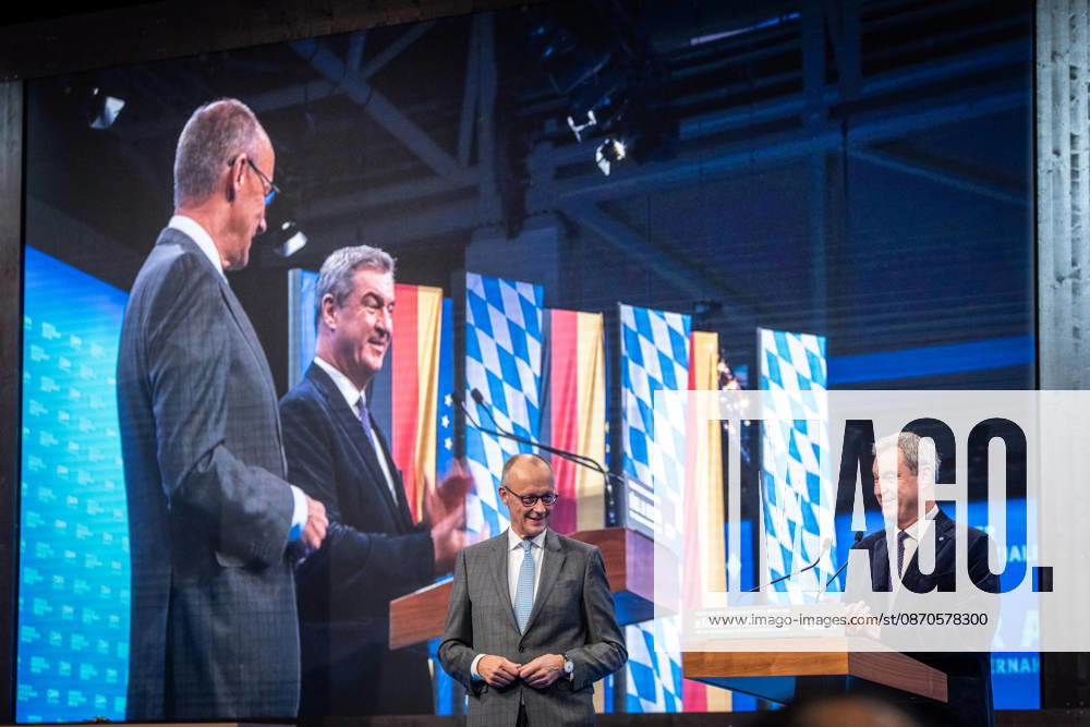Bundeskanzler Friedrich Merz mit dem CSU-Parteivorsitzenden Markus Söder auf dem Parteitag;Parteitag der CSU in München, München Bayern Deutschland Messegelände München