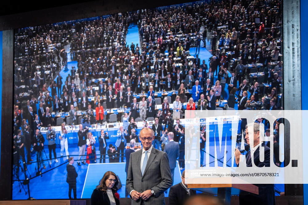 Bundeskanzler Friedrich Merz mit dem CSU-Parteivorsitzenden Markus Söder auf dem Parteitag;Parteitag der CSU in München, München Bayern Deutschland Messegelände München