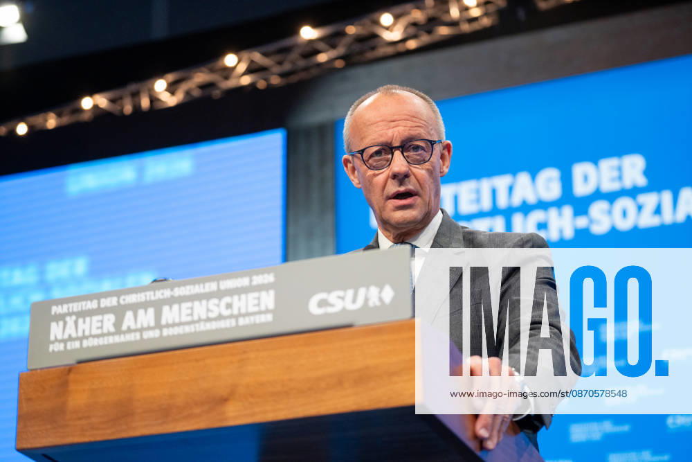 Tag 2, Parteitag 2026 der Partei CSU (Christlich-Soziale-Union) in der Messe München. Friedrich Merz (Bundeskanzler BRD Bundesrepublik Deutschland, CDU)