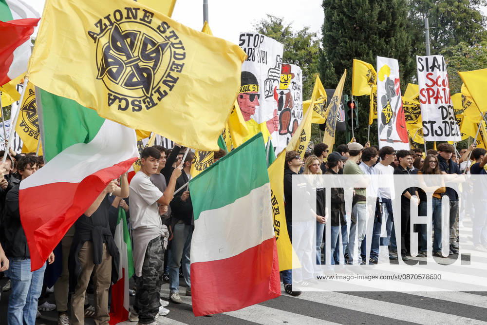 Students protest in Rome ROME, ITALY - OCTOBER 24: Members of Azione Studentesca (Student Action), a far-right student movement, take part in a demonstration in Rome, Italy, on October 24, 2026. Riccardo De Luca Anadolu Rome Italy. Editorial use only. Please get in touch for any other usage.