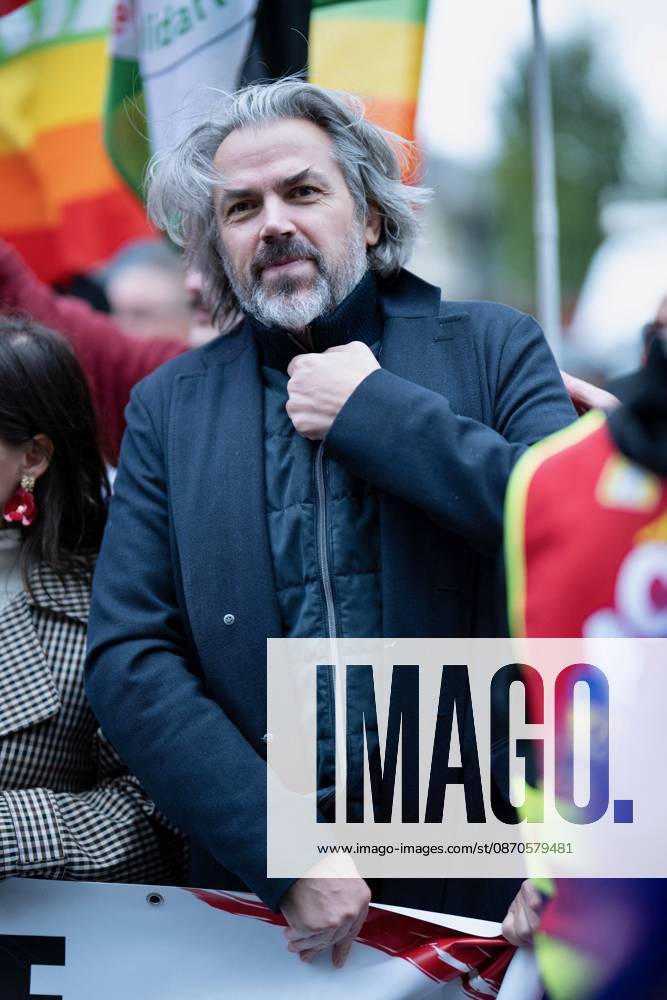 Politics at Demonstration Against French Far-Right Party RN - Orleans La France Insoumise - Nouveau Front Populaire s group MP Aymeric Caron attending demonstration against French far-right party French far-right party Rassemblement National RN in Orleans, France on October 24 2026 before the beginning of the XIXth Congress French far-right party Rassemblement National RN organized in Orleans. Photo by Franck Castel ABACAPRESS.COM Orleans France