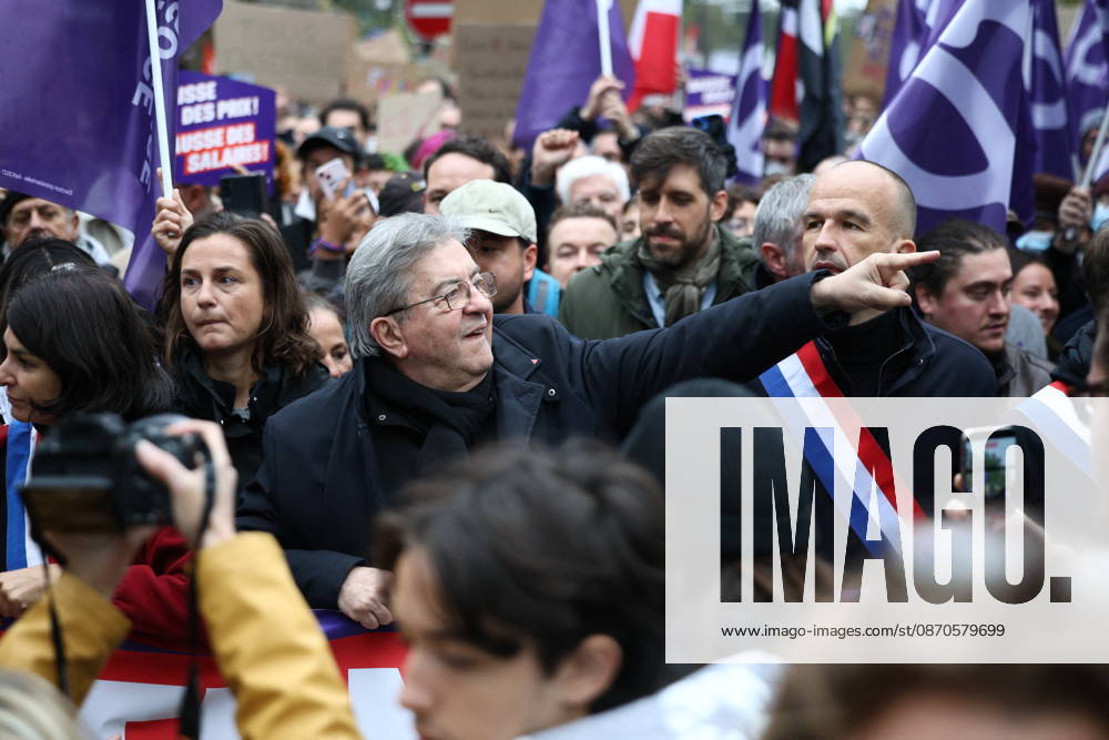 Politics at Yellow Vests Protest Act II - Paris French leftist party La France Insoumise (LFI) candidate in France s 2027 Presidential election Jean-Luc Melenchon during a demonstration in favor of purchasing power, the protection of public services, and fiscal and social justice, in Paris on October 24, 2026 as part of a nationwide call for mobilisation bringing together former members of the Yellow Vest movement, labor unions, high school and university students. Photo by Raphael Lafargue ABACAPRESS.COM Paris France