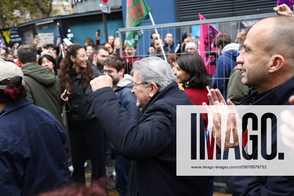 Politics at Yellow Vests Protest Act II - Paris French leftist party La France Insoumise (LFI) candidate in France s 2027 Presidential election Jean-Luc Melenchon during a demonstration in favor of purchasing power, the protection of public services, and fiscal and social justice, in Paris on October 24, 2026 as part of a nationwide call for mobilisation bringing together former members of the Yellow Vest movement, labor unions, high school and university students. Photo by Raphael Lafargue ABACAPRESS.COM Paris France