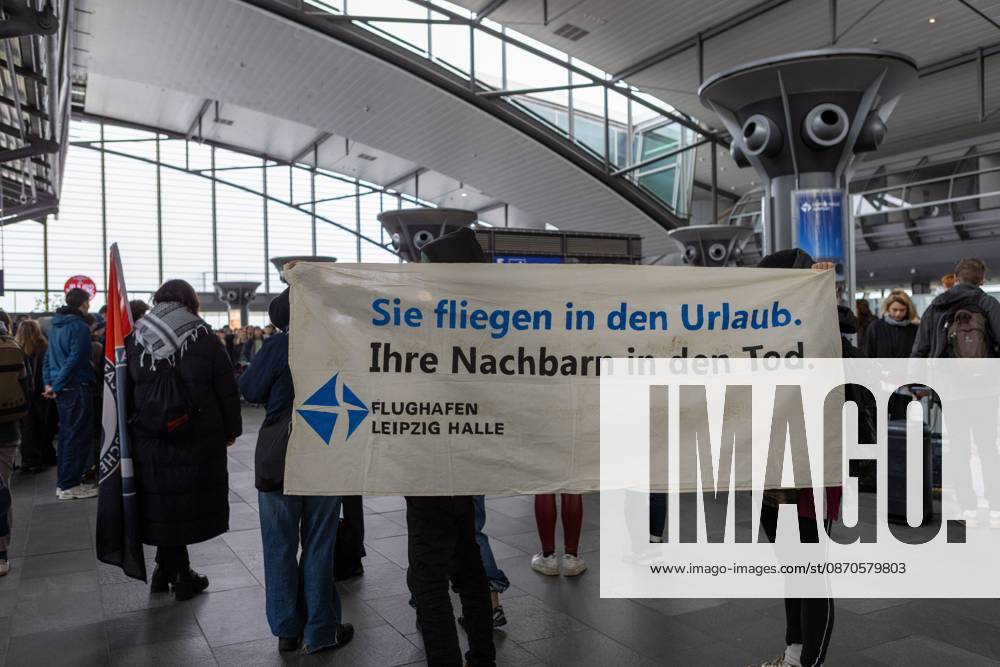 Leipzig Airport Hosts Anti-Deportation Protest SCHKEUDITZ, GERMANY OCTOBER 24, 2026: Demonstrators take part in a protest against deportations at Leipzig Halle Airport as part of a nationwide day of action against deportations and deportation detention. The protest focuses particularly on charter deportation flights to Afghanistan. Schkeuditz Saxony Germany