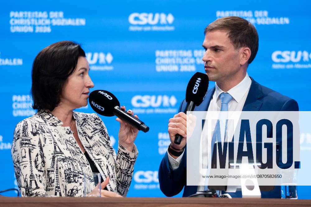 Tag 2, Parteitag 2026 der Partei CSU (Christlich-Soziale-Union) in der Messe München. Dorothee Bär (MdB, Bundesministerin für Forschung, Technologie und Raumfahrt der Bundesrepublik Deutschland) und Maximilian Böltl (MdL) auf der Bühne