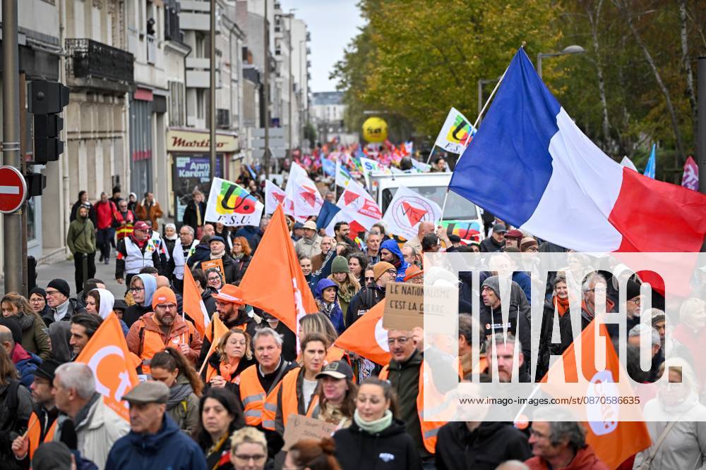 Anti-fascist demonstration in Orléans. Quentin Reix, PHOTOPQR, ECHO REPUBLICAIN, Oct. 24, 2026. Anti-fascist demonstration in Orléans. Orléans, Oct. 24, 2026. Photo by Quentin Reix. Orléans, France, Oct. 24, 2026 Protest against fascism and racism as a far-right party holds its convention in Orléans, France