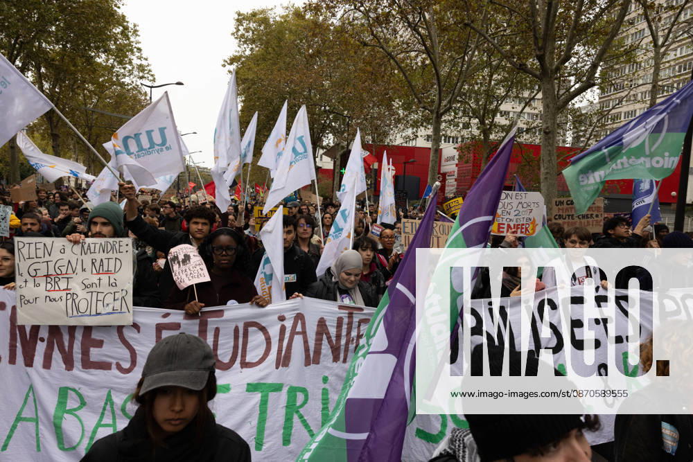 Demonstration on Saturday, October 24, 2026, starting at the Porte d’Italie in Paris. A large-scale rally brought together a massive crowd in the streets of the capital, reflecting strong popular mobilization. The demonstrators set off from the south of Paris, forming a dense procession in an atmosphere of collective mobilization. Frederic Levebvre Bestimage Paris France