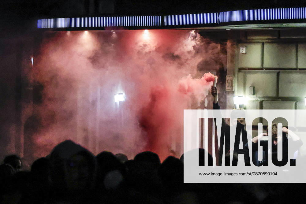 Demonstration against the Italian government in Rome ROME, ITALY, OCTOBER 24: A demonstrator holds a smoke flare during a protest against the Italian government in Rome, Italy, on October 24, 2026. Riccardo De Luca Anadolu Rome Italy. Editorial use only. Please get in touch for any other usage.