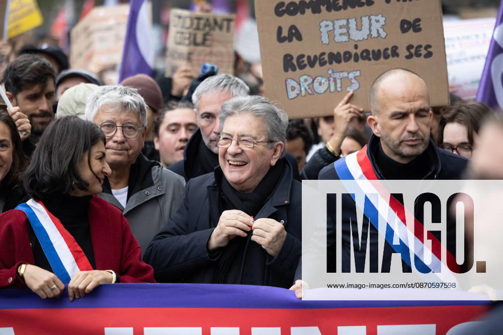 Yellow Vests Protest Act II - Paris RL Candidate to the 2027 presidential election La France Insoumise LFI Jean-Luc Melenchon Demonstration in favor of purchasing power, the protection of public services, and fiscal and social justice, in Paris on October 24, 2026 as part of a nationwide call for mobilisation and protest bringing together former members of the Yellow Vest movement, labor unions, high school and university students. Photo by Raphael Lafargue ABACAPRESS.COM Paris France