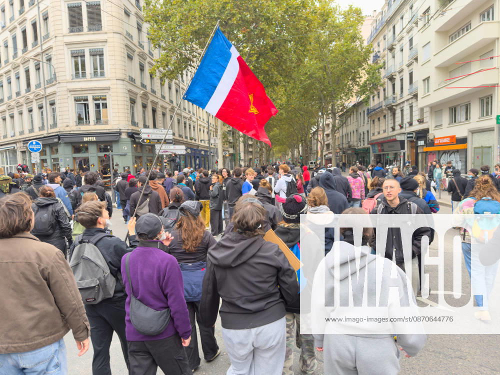 Lyon France Protests October 24 Demonstrators gather during a protest in Lyon, France on October 24, 2026. Authorities deployed around 70,000 security personnel across France for renewed protests over the cost of living, after unrest a week earlier saw public buildings damaged, hundreds of shops looted and about 2,700 people arrested. Lyon Rhone Alpes France