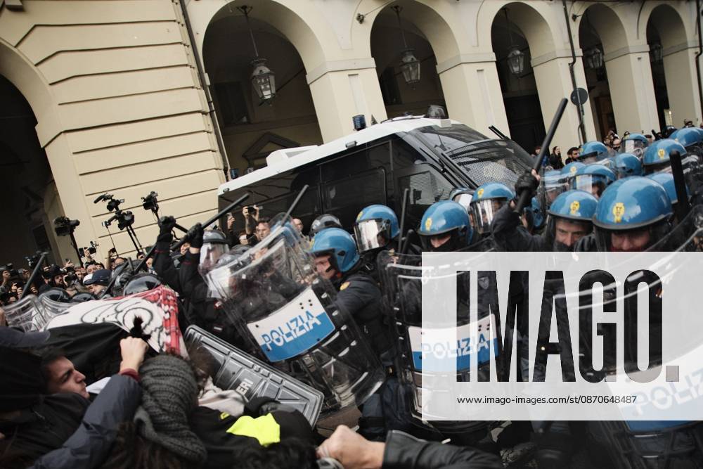 TURIN, ITALY - OCTOBER 24, 2026: Thousands of people took to the streets of Turin today to march against rearmament and the rising cost of living. The demonstration was met with a heavy police presence and several moments of tension, with clashes and tear gas along the route. Turin Italy - ZUMAq101 20261024_zna_q101_195