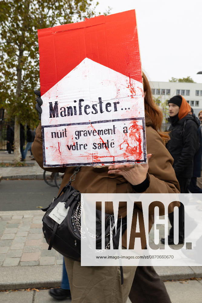 Yellow Vests Protest Act II - Paris Demonstrators take part in a protest against the rising cost of living in Paris, France, on October 24, 2026, marching from Porte d’Italie to Porte de Vincennes after authorities changed the originally agreed route.Photo by Shana Abitbol ABACAPRESS.COM Paris France