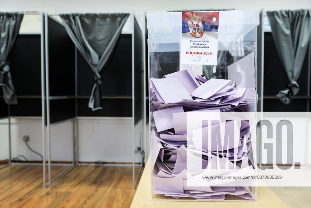 SERBIA, BELGRADE - OCTOBER 25, 2026: A ballot box is seen at a polling station during the 2026 Serbian parliamentary election. On 25 October, the Serbs went to the polls to elect members of the country s unicameral parliament, Narodna Skupshtina. Alexander Ryumin TASS 99953363