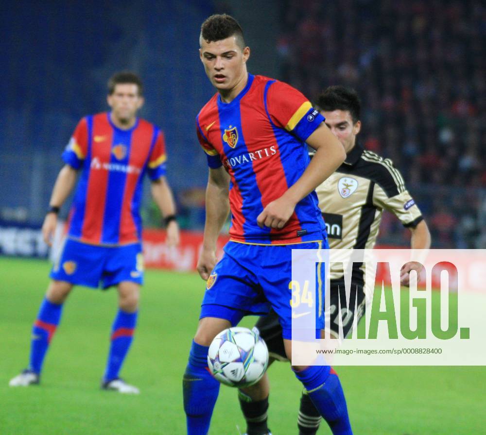 Fussball Herren UEFA Champions League Saison 2011 2012 Stadion St.Jakob. FC Basel - Benfica Lissabon.0:2 Bild zeigt Granit Xhaka ( FC Basel) Aktion Einzelbild Freisteller